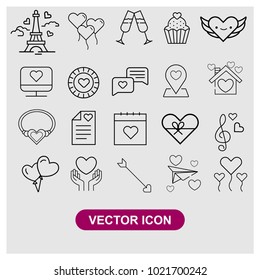 Set valentine's day sign icon in trendy flat style isolated on grey background, modern symbol vector illustration for web