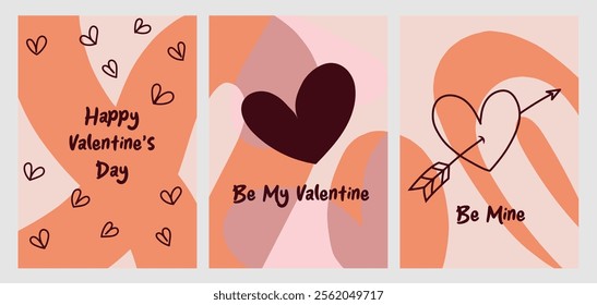 Set of valentines day simple modern geometric shape background social media post banner template.