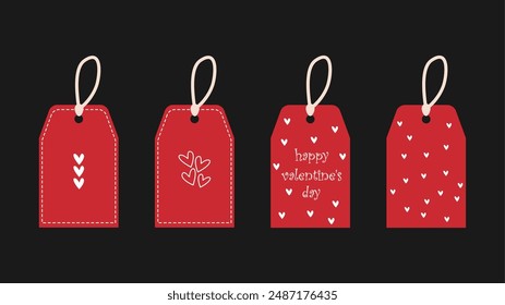 Set Valentine's day tag. wedding favors, birthday present label vector designs. Romantic gift tag templates