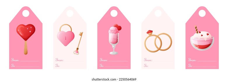 Set of Valentine's day tags for gift boxes, sale, banners and more.