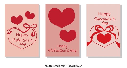 Set of Valentine's day template. Decorative heart and lettering frame collection. Card, frame, leaflet cover design elements. Vector illustration.