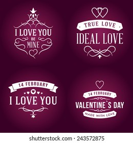 Set of Valentine's day typography badge, stamp and design elements