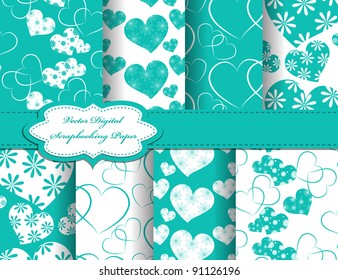 set of Valentines day vector paper for scrapbook