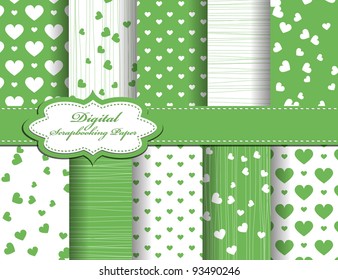 set of Valentines day vector paper for scrapbook