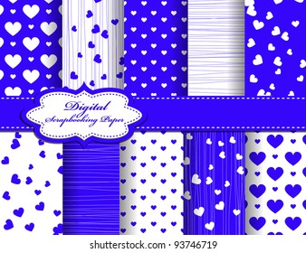 set of Valentines day vector paper for scrapbook