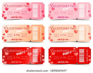 Set of Valentine's Day vintage vector tickets
