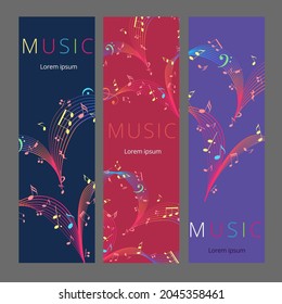 Set of Valentines day web banners or greeting cards. Vector illustration.