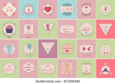 Set of Valentines day and Wedding day postcards or backgrounds. Vintage and romantic backgrounds. Vector Design Templates Collection for Banners,Placards, Posters and other use.