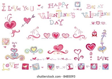 Set of Valentine's design elements. To see more Valentine's designs, visit my gallery