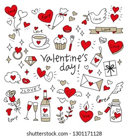 Set of valentine's elements Simple color