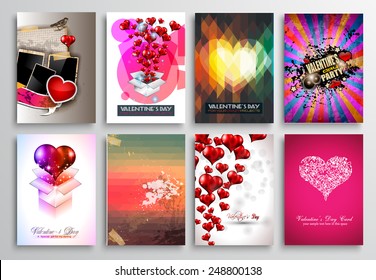 Set of Valentines Flyer Design, Invitation Cards Templates. Brochure Designs, Love Backgrounds. magazine covers or lover affair themed pages.