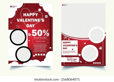 Set of Valentine's flyer template for social media post, greeting card, banner, and web ad.