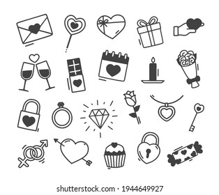 Doodle dibujado por la mano de Valentines 