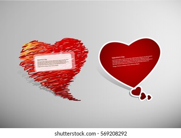 Set of Valentine's heart message bubbles.