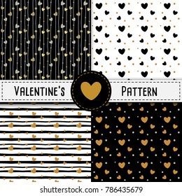 Set of Valentine's Heart Seamless pattern. 