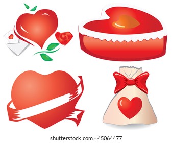 Set of valentine`s hearts, part 11, vector illustration