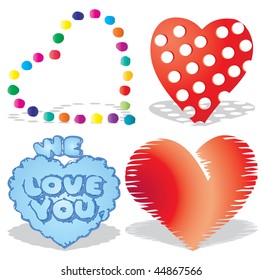 Set of valentine`s hearts, part 8, vector illustration
