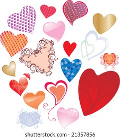set of valentines heart-shapes