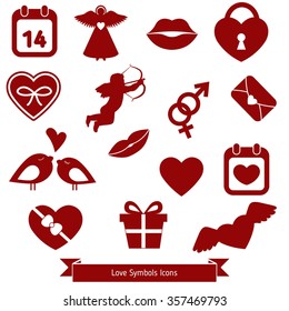 Set of Valentines icons on a white background