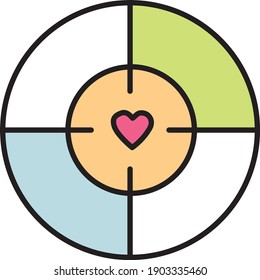 
Set of Valentines icons outline colorful