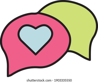 
Set of Valentines icons outline colorful