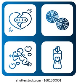 Set of valentines icons. Such as Broken heart, Liquorice, Cupid, Bouquet , valentines icons