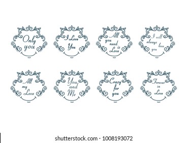 Set of Valentines ,lettering