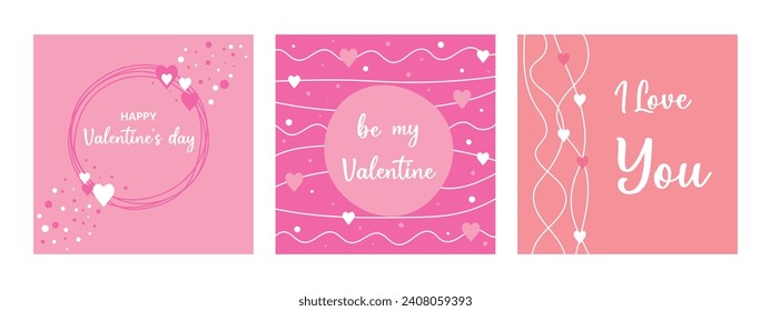 Set of Valentines. Postcards for Valentine's Day. Vector.