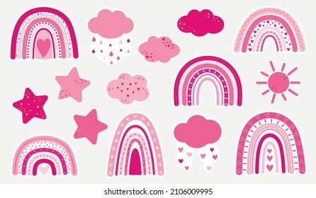 Set Valentine's rainbow stickers printable