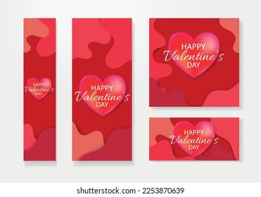 set of valentines sale banner for social media post template vector. Cute love sale banners, vouchers or greeting cards