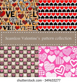 Set of Valentine's seamless pattern with hearts