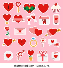 Set of Valentine's and Wedding icons, Design Elements. Heart , Love , Dating and Relationship. Vector illustration.