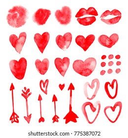 Set of Valintine Day design elements. Love painting collection. Vector illustration