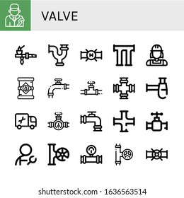 Set of valve icons. Such as Plumber, Pipe, Oil tank, Valve, Siphon, Manometer , valve icons