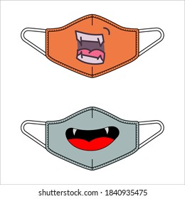 set of vampire face mask in vector. dracula character for halloween