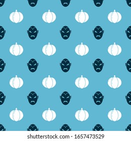 Ajuste Vampire y Calabaza en un patrón sin fisuras. Vector