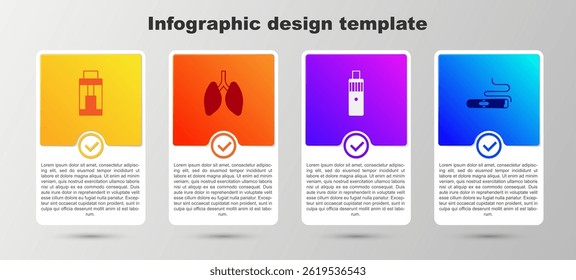 Set Vape mod device, Lungs,  and Cigar. Business infographic template. Vector