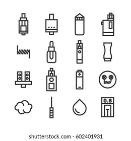Set of vape theme icons. Vector illustration.