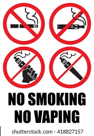 Set Vaping Icons No Smoking Sign