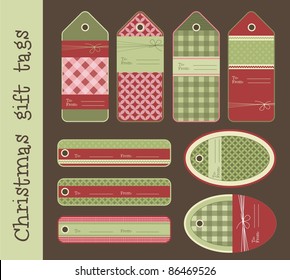 Set of variable Christmas gift tags, vector