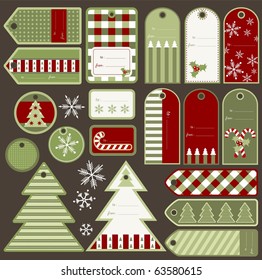 Set of variable Christmas tags, vector