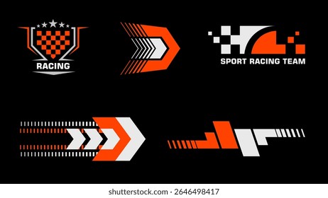 Set of variation vector car stripes. Car race stripes. Racing line sticker design. Graphic sport decal vinyl element. Automobile decoration. Racing design element