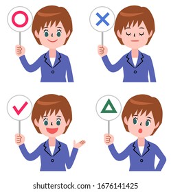Set of variations of the answering businesswoman
