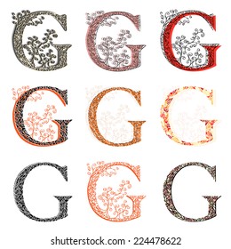 Set of variations fishnet (lace) capital letter G.