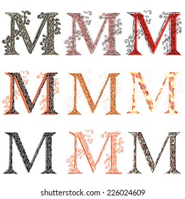 Set of variations fishnet (lace) capital letter M.
