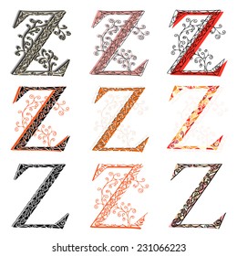 Set of variations fishnet (lace) capital letter Z.