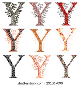 Set of variations fishnet (lace) capital letter Y.
