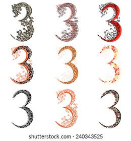Set of variations fishnet (lace) numeric figures 3.