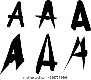 Set of Variations of the Letter A in Abstract Artistic Styles