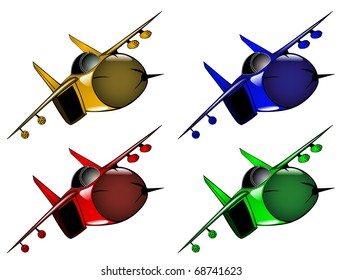set of varicolored aircraft